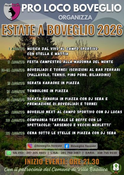 Estate a Boveglio 2026