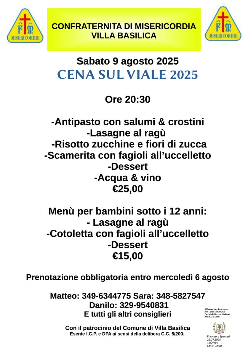 Cena sul Viale 2025